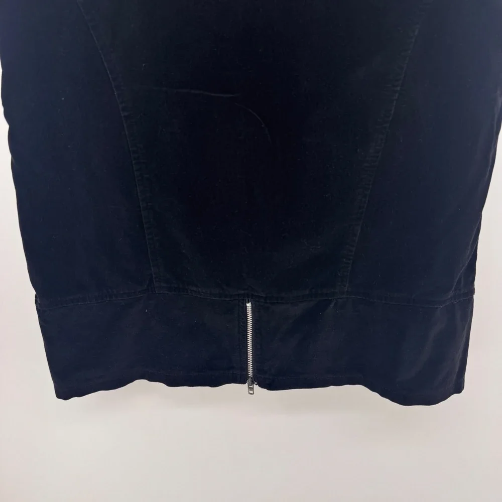 VTG Black Velvet Pencil Skirt High Waist Bodycon Streetwear Indie Goth‎ Sz 3 USA